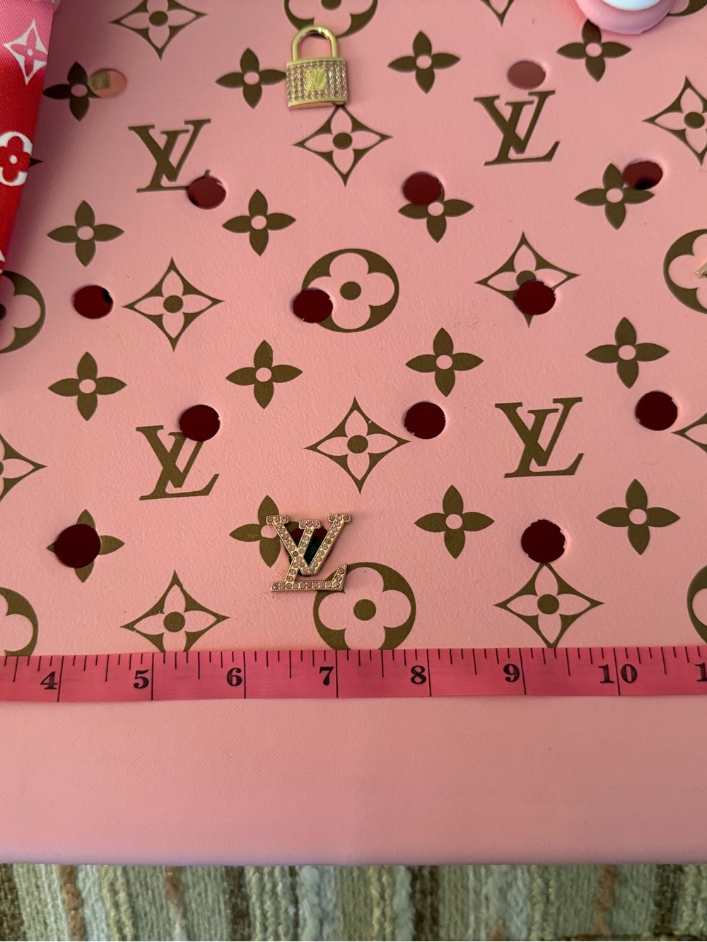 Pink Tote with Red Accent Scarf - Picture 4 of 5